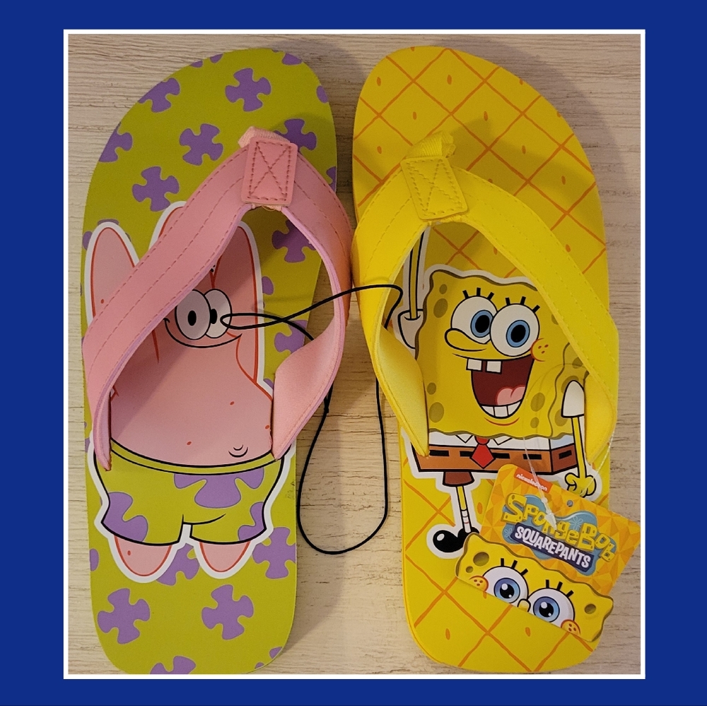 SPONGE BOB & PATRICK FLIP FLOPS.